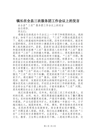 镇长在全县三农服务团工作会议上的发言稿 (2)