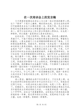 在一次培训会上的发言