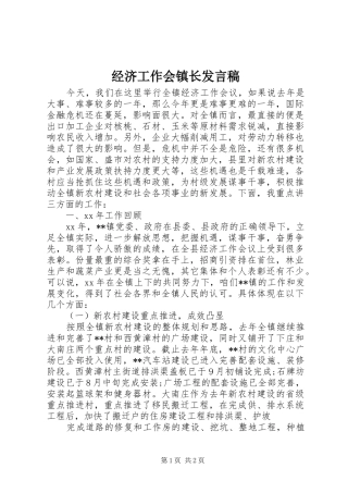 经济工作会镇长发言