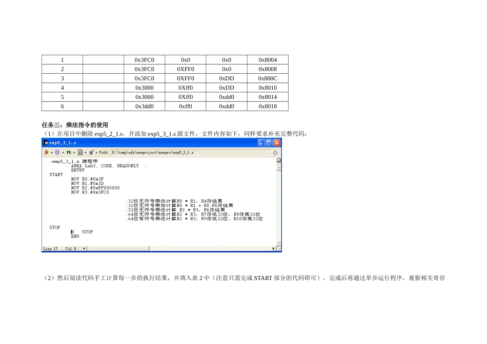 实验九 ARM数据处理指令数据加载存储指令实验_第3页