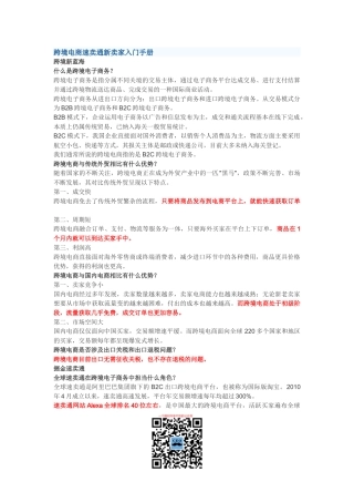 跨境电商速卖通新卖家入门手册培训资料