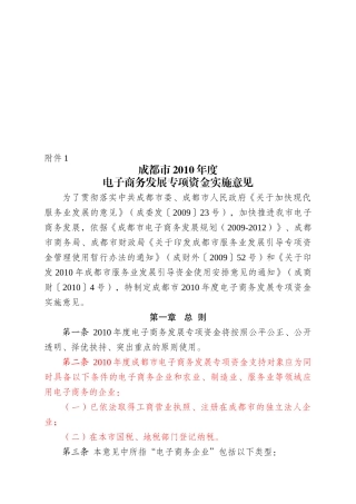 成都市年度电子商务发展专项资金实施意见