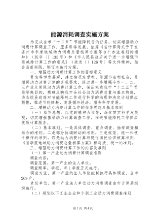 能源消耗调查实施方案