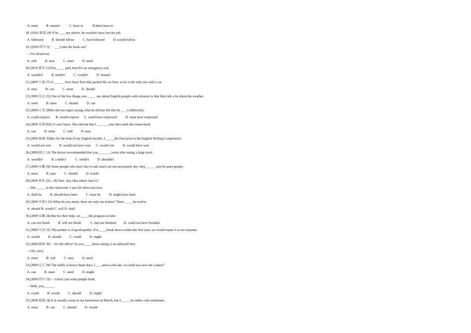情态动词和虚拟语气180道试题与详解_第2页