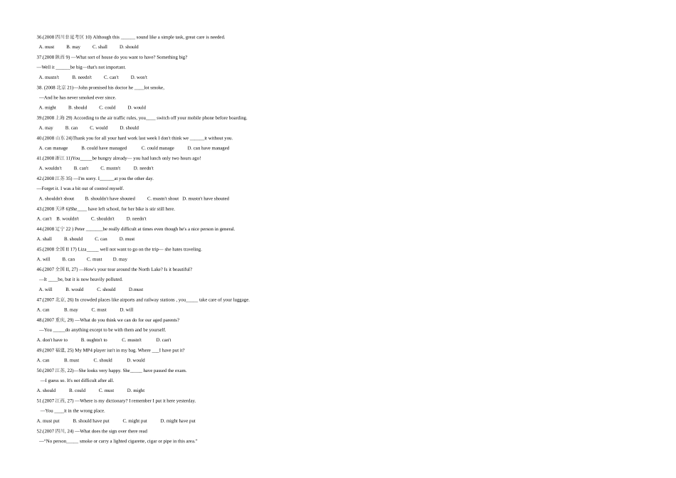 情态动词和虚拟语气180道试题与详解_第3页