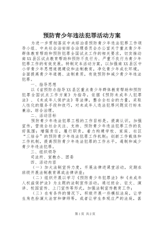 预防青少年违法犯罪活动方案