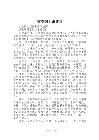 青春向上演讲稿 (2)