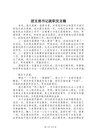 团支部书记就职发言