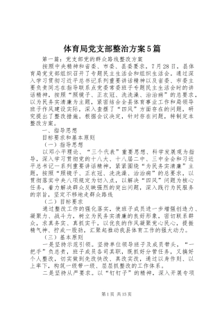 体育局党支部整治方案5篇
