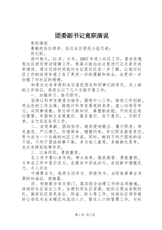 团委副书记竟职演说稿 (2)