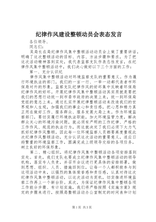 纪律作风建设整顿动员会表态发言稿 (2)