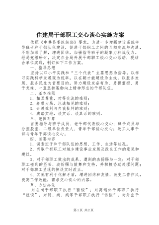 住建局干部职工交心谈心实施方案