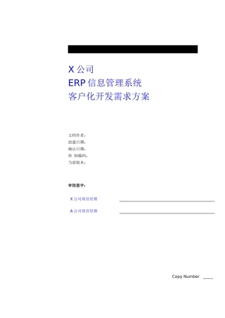 某公司ERP管理及客户化开发需求方案