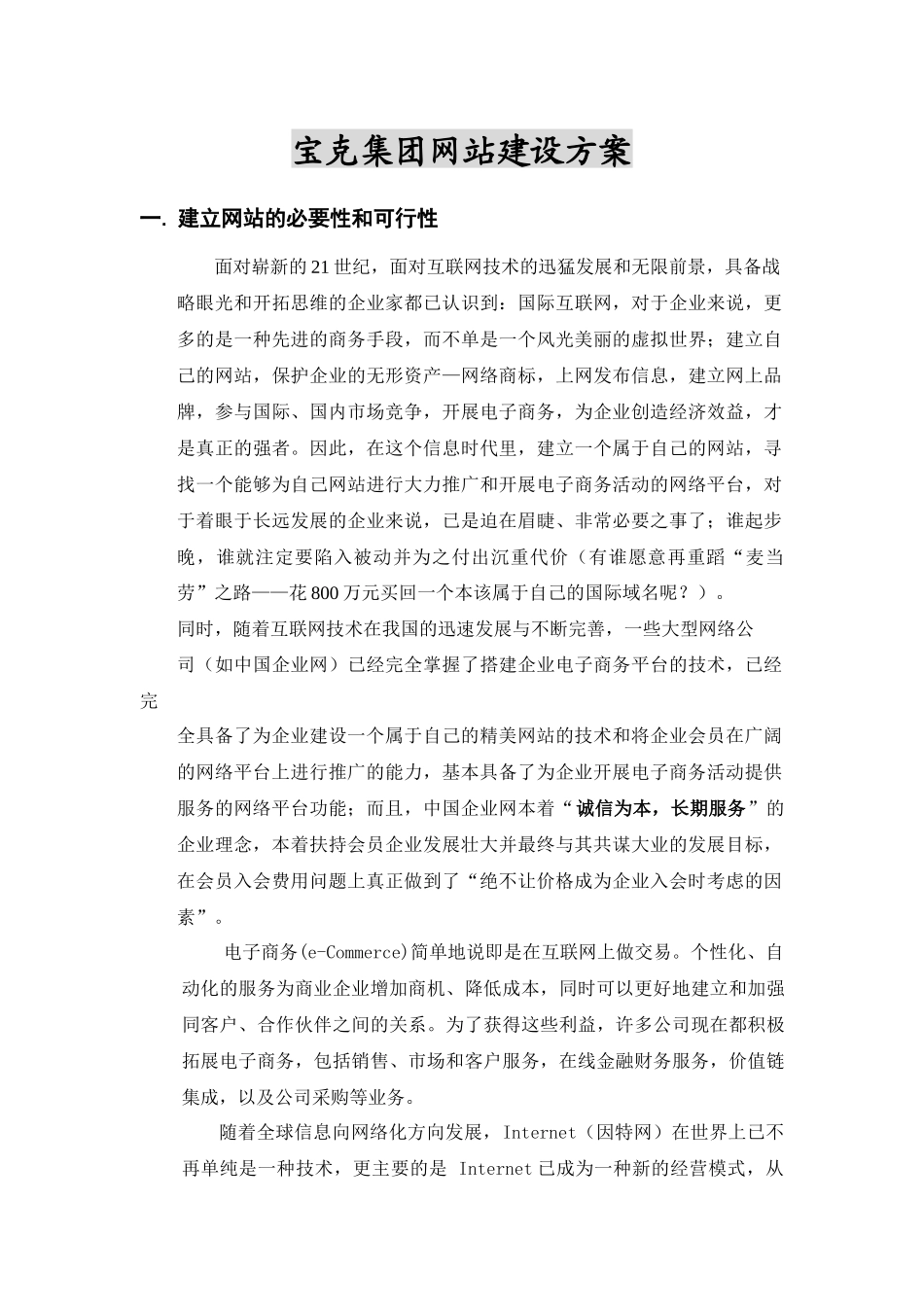 宝克集团网站建设方案_第1页