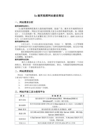 搞笑视频网站建设策划书