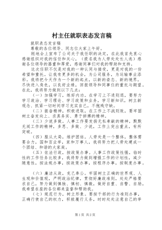 村主任就职表态发言