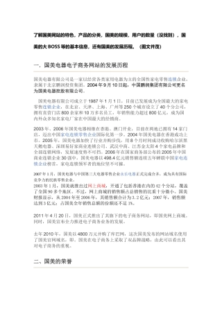 国美电器电子商务网站的发展历程
