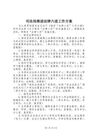 司法局推进法律六进工作方案