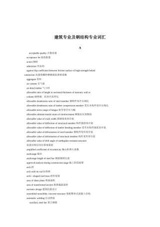 建筑专业及钢结构专业词汇（DOC27页）