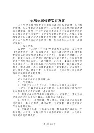 执法执纪检查实行方案