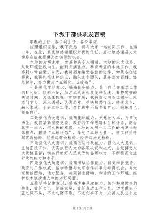 下派干部供职发言