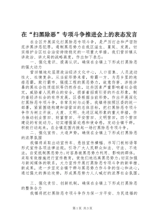 在“扫黑除恶”专项斗争推进会上的表态发言稿