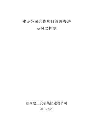 建设公司合作项目管理办法及风险控制1