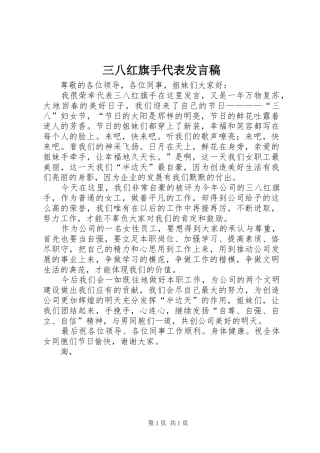 三八红旗手代表发言