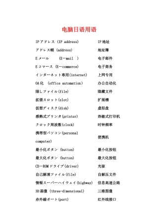 电脑日语用语汇编
