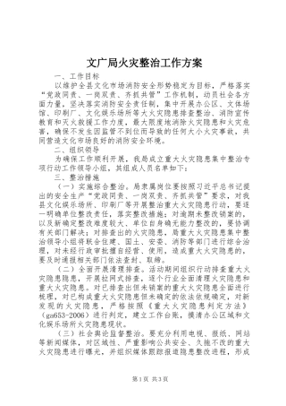 文广局火灾整治工作方案