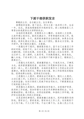 下派干部供职发言稿 (2)