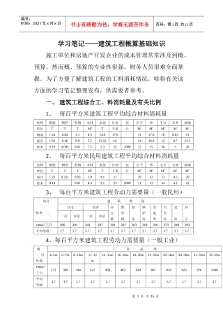 建筑工程概算基础知识