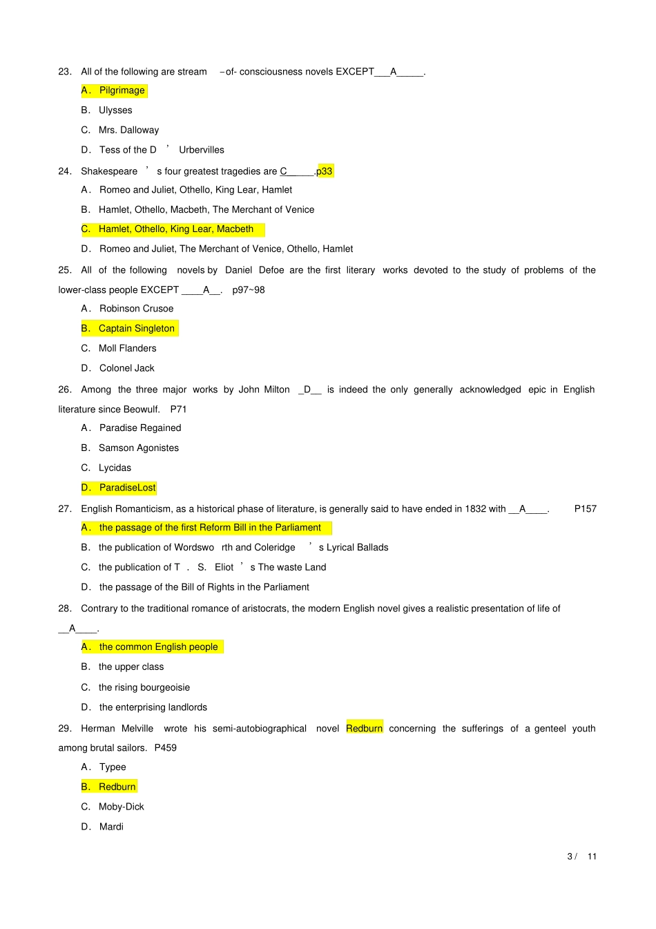 (完整word版)英美文学试题_第3页