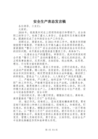 安全生产表态发言