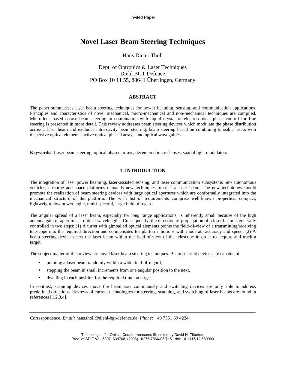 外文文献NovelLaserBeamSteeringTechniques(新型激_第1页