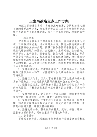 卫生局战略支点工作方案