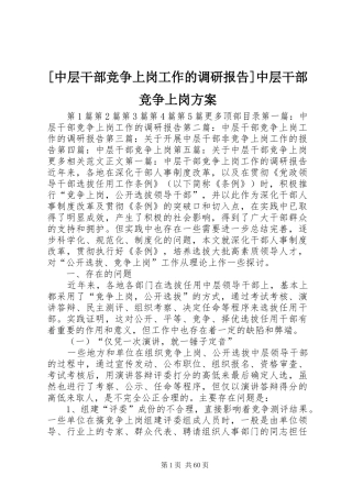 [中层干部竞争上岗工作的调研报告]中层干部竞争上岗方案