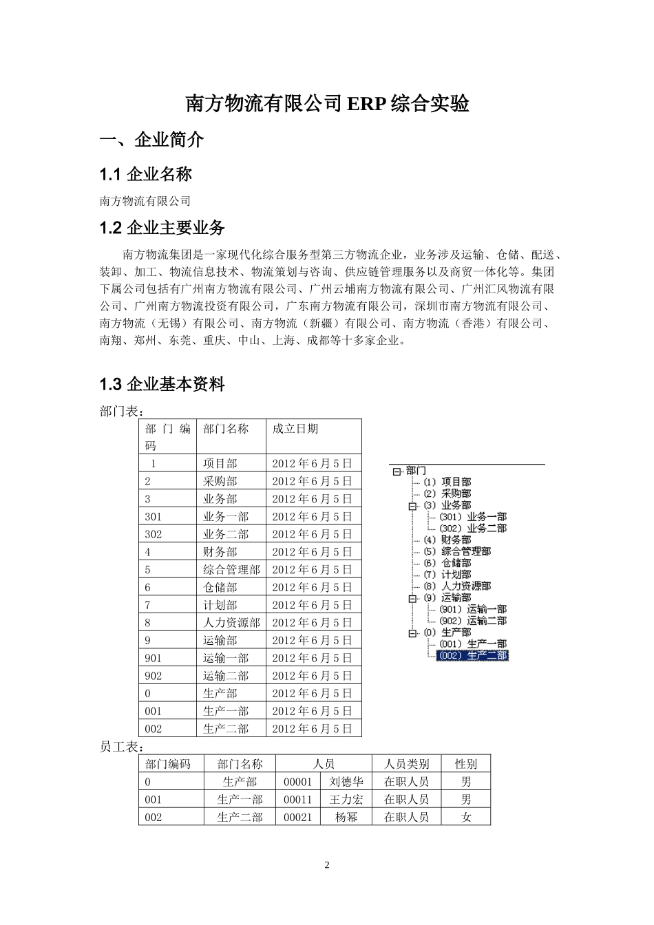 某物流有限公司ERP综合实验_第2页
