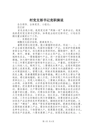 村党支部书记竞职演说稿 (2)