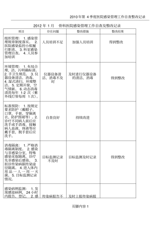 医院感染管理工作自查及整改记录