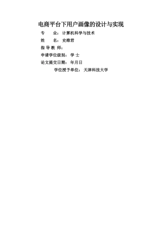 电商平台下用户画像的设计与分析(DOC48页)