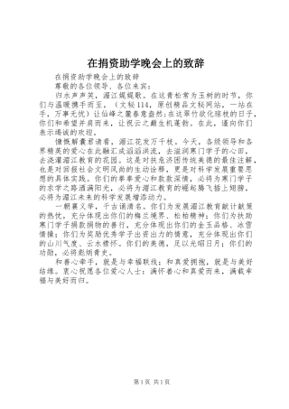 在捐资助学晚会上的演讲致辞