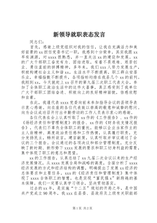 新领导就职表态发言稿