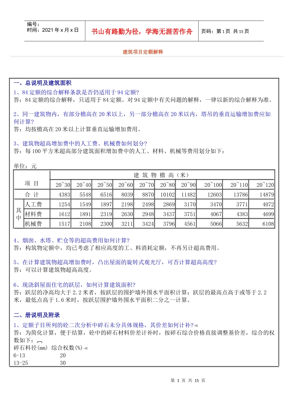 建筑项目定额解释_第1页