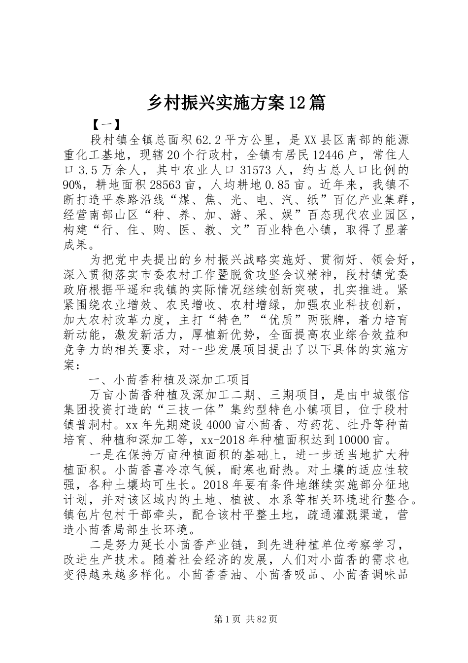 乡村振兴实施方案12篇_第1页
