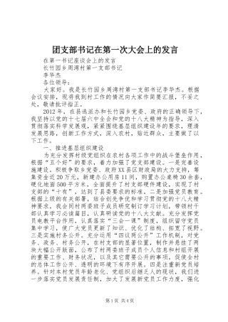 团支部书记在第一次大会上的发言稿 (2)