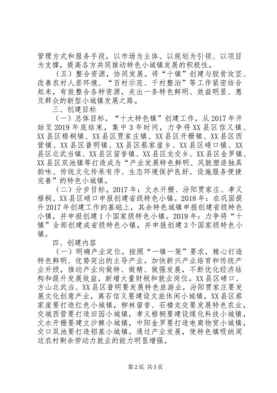 全市“十大特色镇”创建实施工作方案_第2页