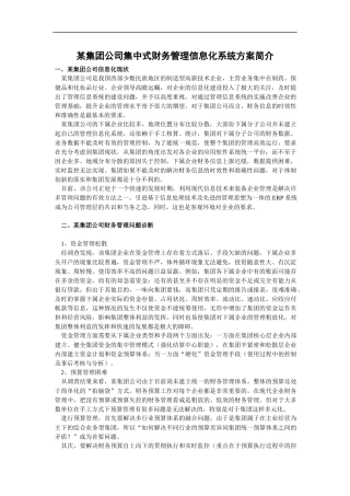 某集团集中式财务管理信息化系统方案简介
