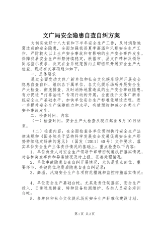文广局安全隐患自查自纠方案