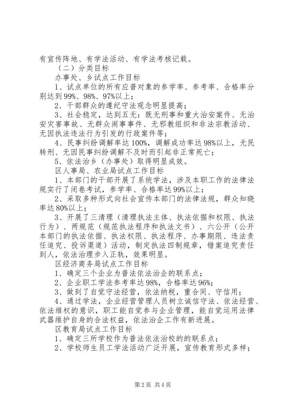 五五普法依法治理试点工作方案_第2页